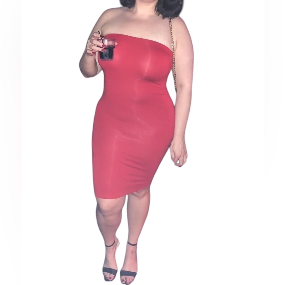 Red Tube Midi Dress Sz L